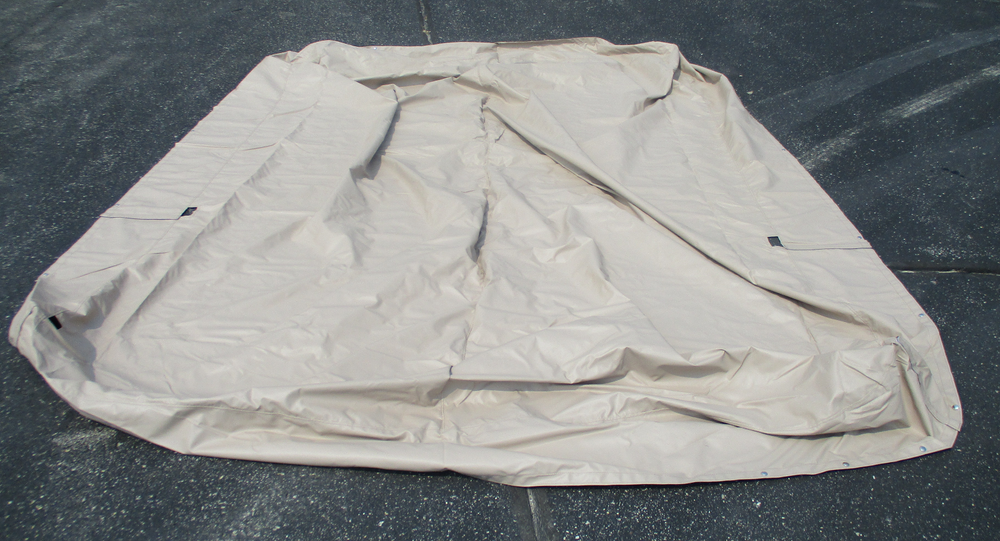 135x102 Tan Pontoon Boat Snap-On Mooring Cover with Support Poles