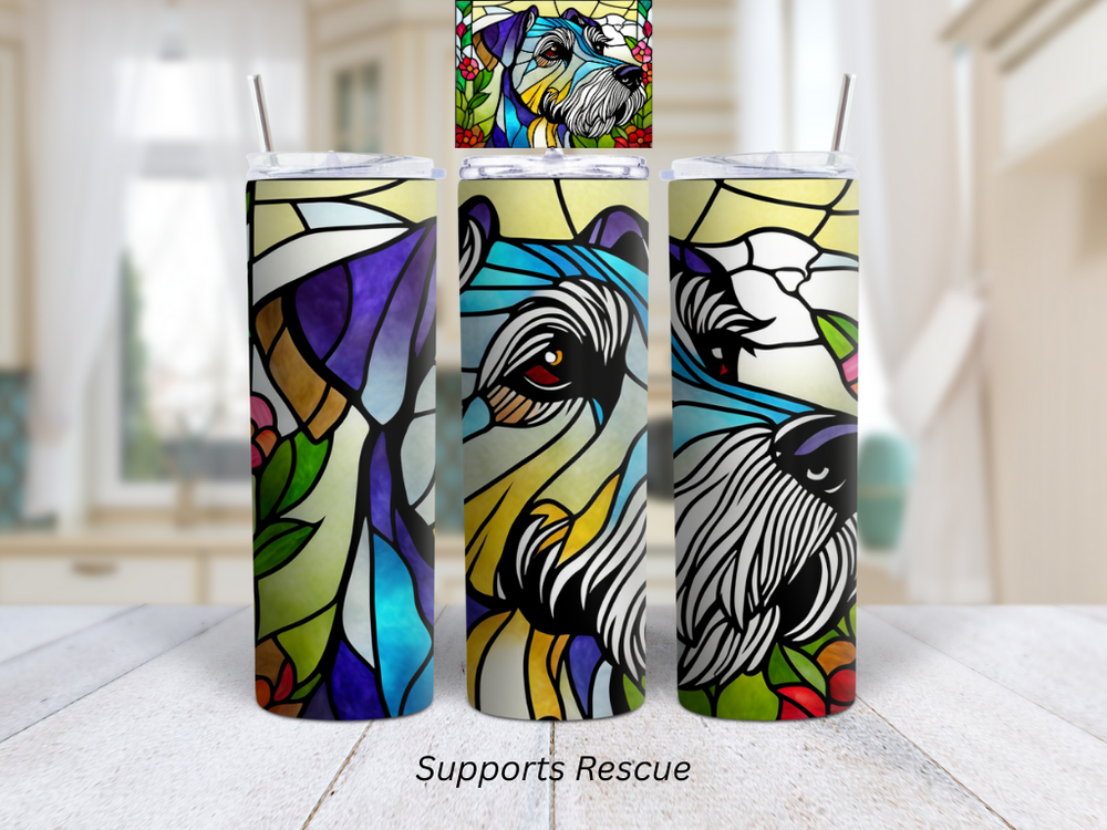Stained Glass Schnauzer Dog Vibrant 20oz Stainless Steel Insulated Tumbler