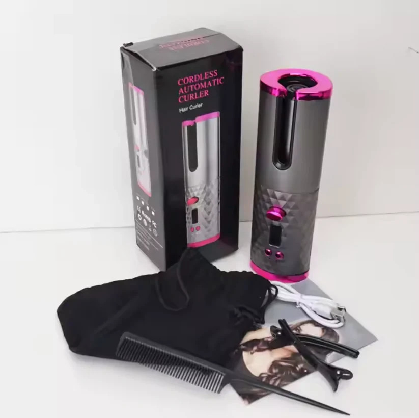 Cordless Auto Hair Curler – Ceramic Rotating Curling Iron