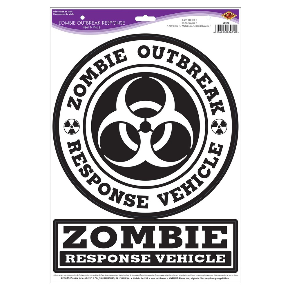 Beistle Zombie Outbreak Response Halloween Peel and Place Decoration