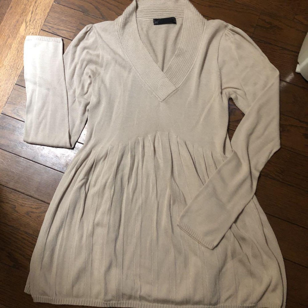 Burberry Knit Tunic Dress, Beige, Women's, New, Lightweight, Elegant Design