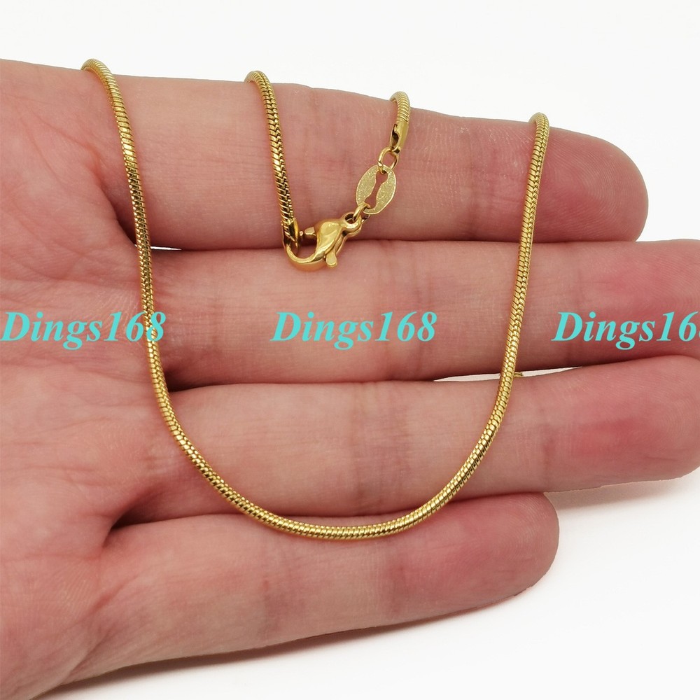 18K Gold Filled Round Snake Chain Necklace for Men & Women 16 Inch 2.5mm Wide