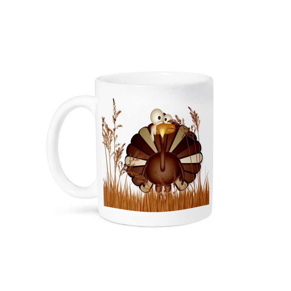Funny Turkey in Fall Grass Thanksgiving Coffee Mug by 3dRose  