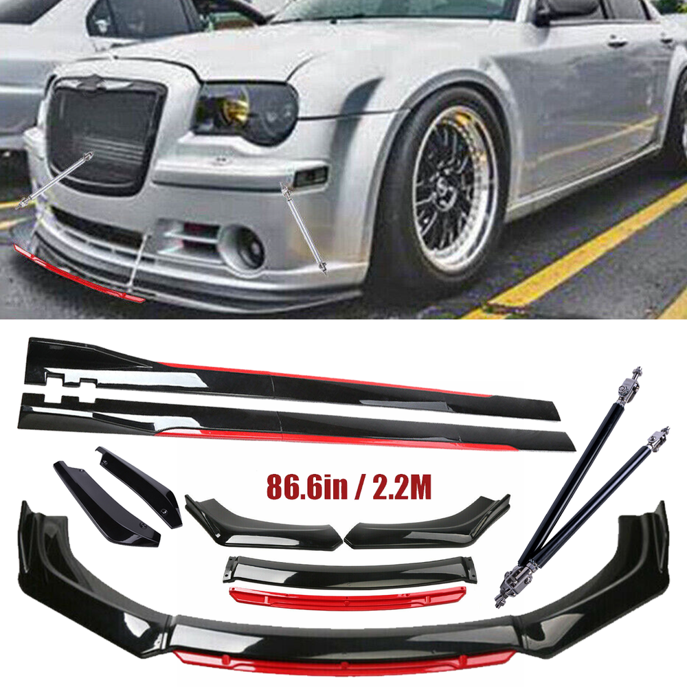 For Chrysler 300 Front Bumper Lip Spoiler Splitter Side Skirt Body Glossy Black