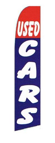 Tall swooper feather flag banners auto dealers  USED CARS red-white-blue (5063c)