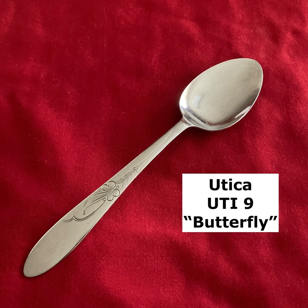 Utica UTI-9 Floral Butterfly Heather Serving Spoon 8 1/8