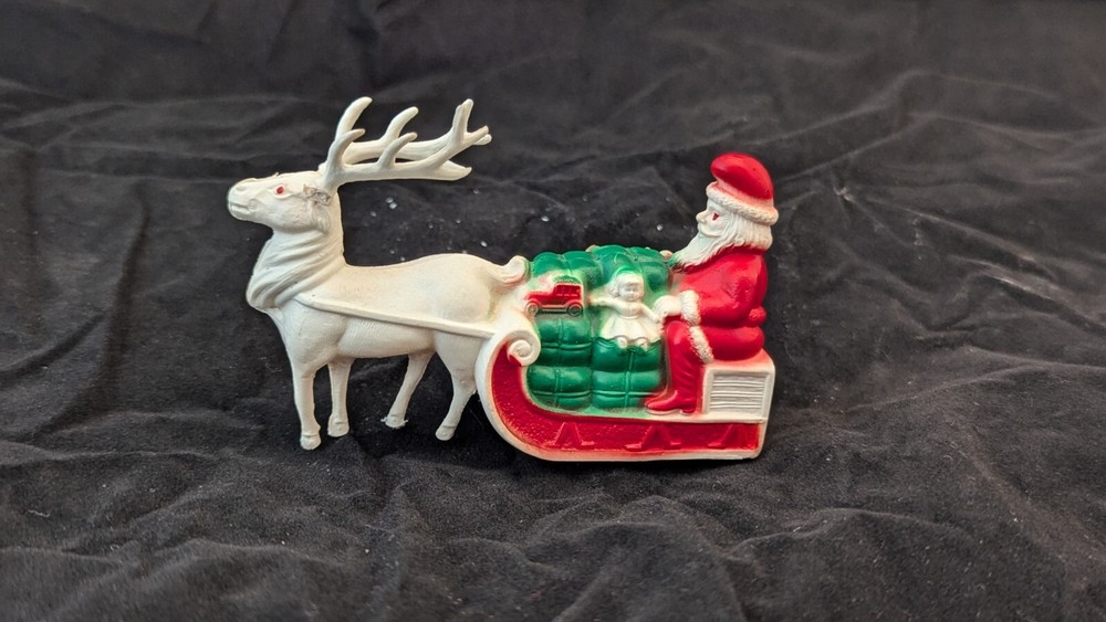 celluloid Santa Sleigh with Reindeer - CHRISTMAS SALE!-image