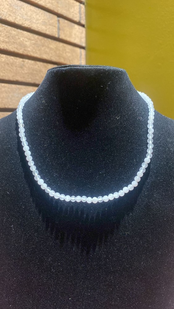 4MM White Agate Beaded Stretchy Jewelry Set Necklace Bracelet Anklet