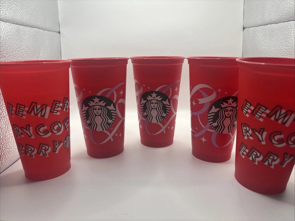 Starbucks Holiday Red Reusable Coffee Cup Set of 5 Merry Christmas