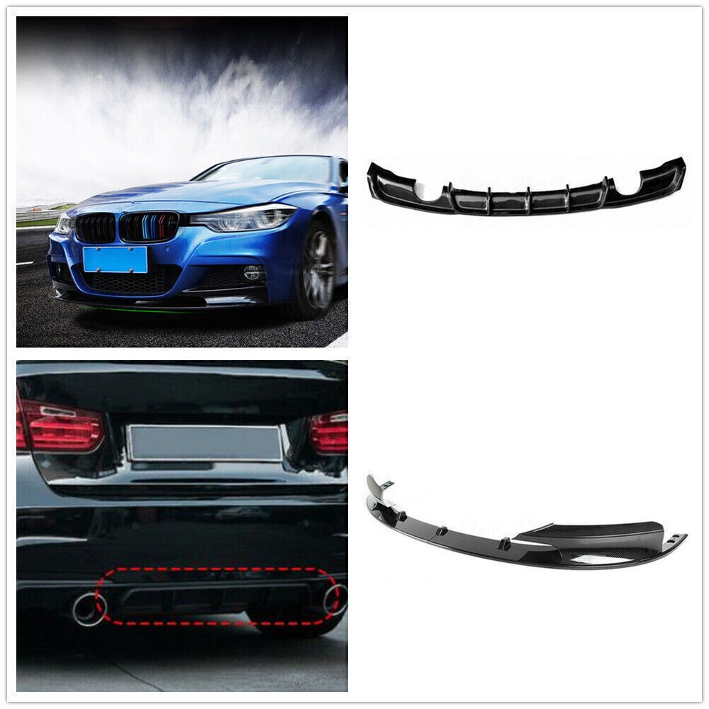 Front Spoiler Lip + Rear Bumper Diffuser For BMW F30 M Sport 12-17 2013 CB Look