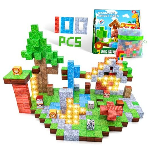 Magnetic Light-Up Blocks - Building Set for Kids Ages 3 and Up