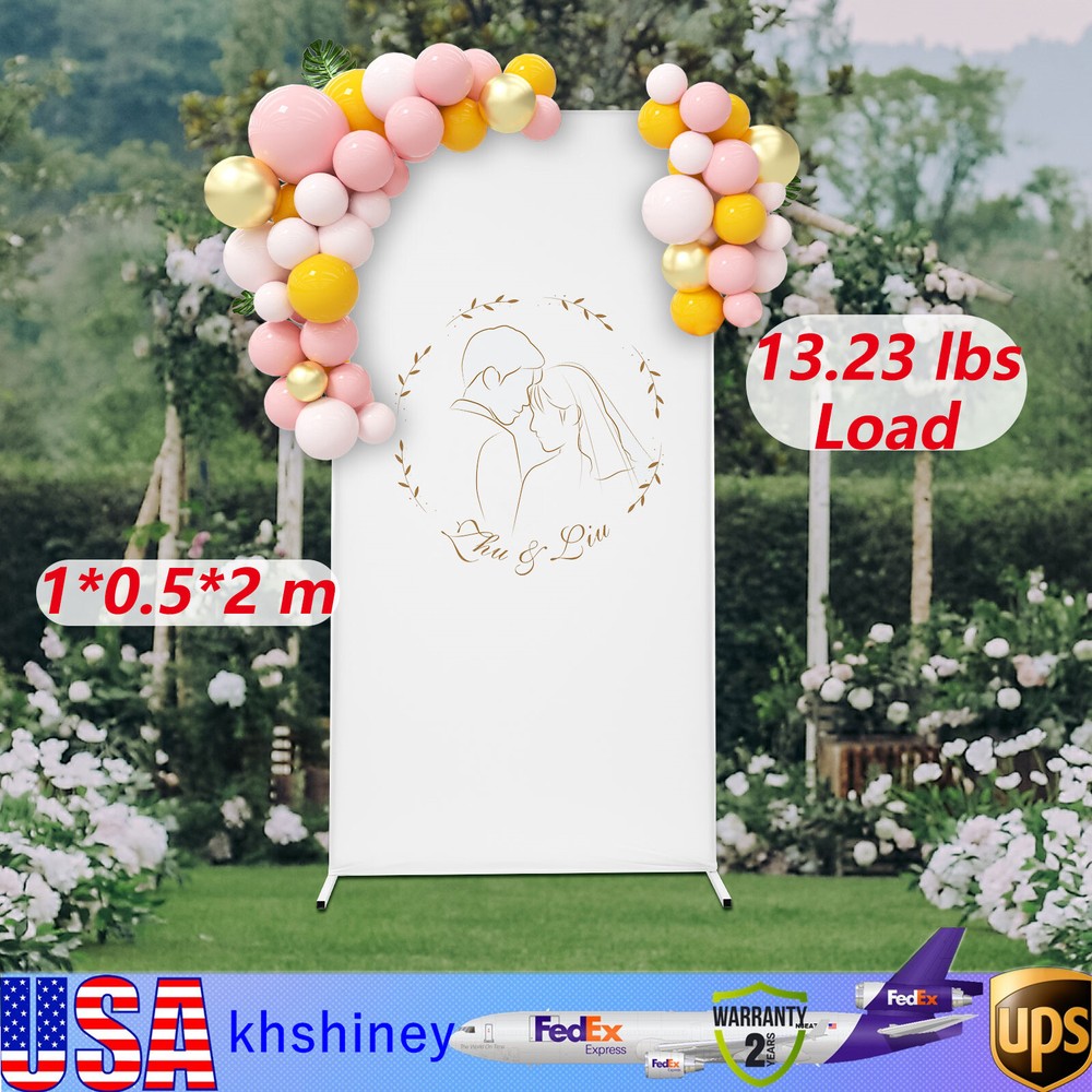 White Wedding Backdrop Stand with Flowers and Balloons for Party Event Venue Decoration