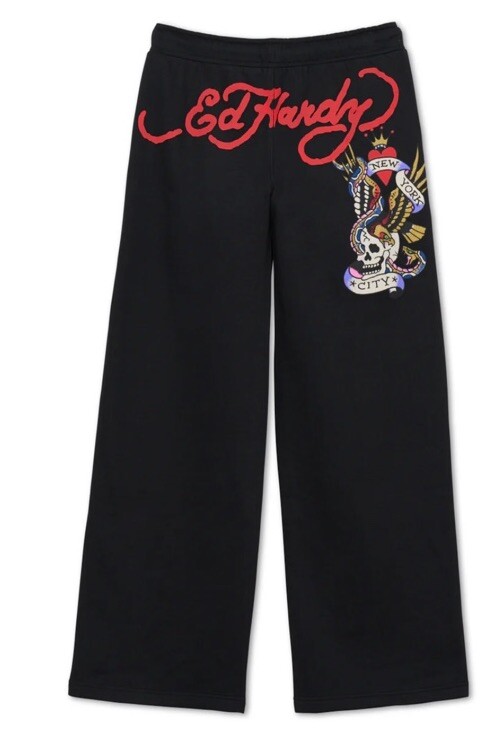 ED HARDY Lounge WIDE LEG Jogger Pants Sweatpants XL Womens
