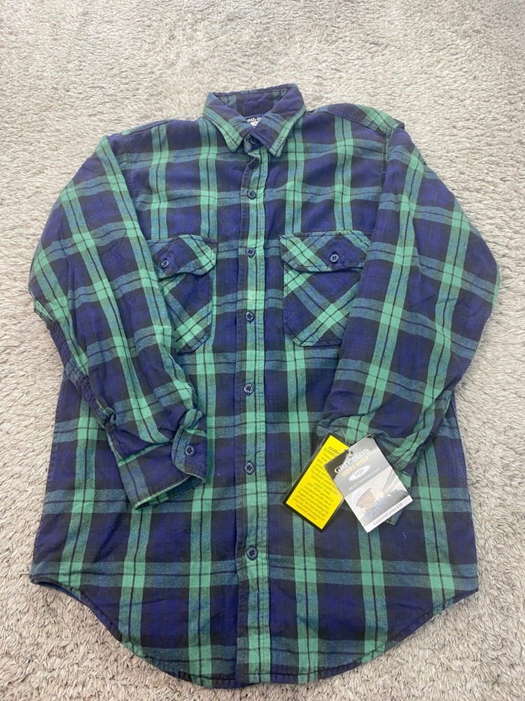 Men's Medium Tartan Plaid Fleece-Lined Shacket Grit Iron Work Wear Jacket NWT