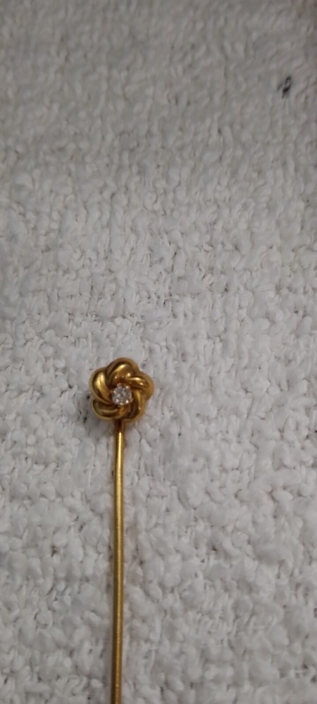 Vintage Charles Horner gold hat pin with gemstone antique collectible