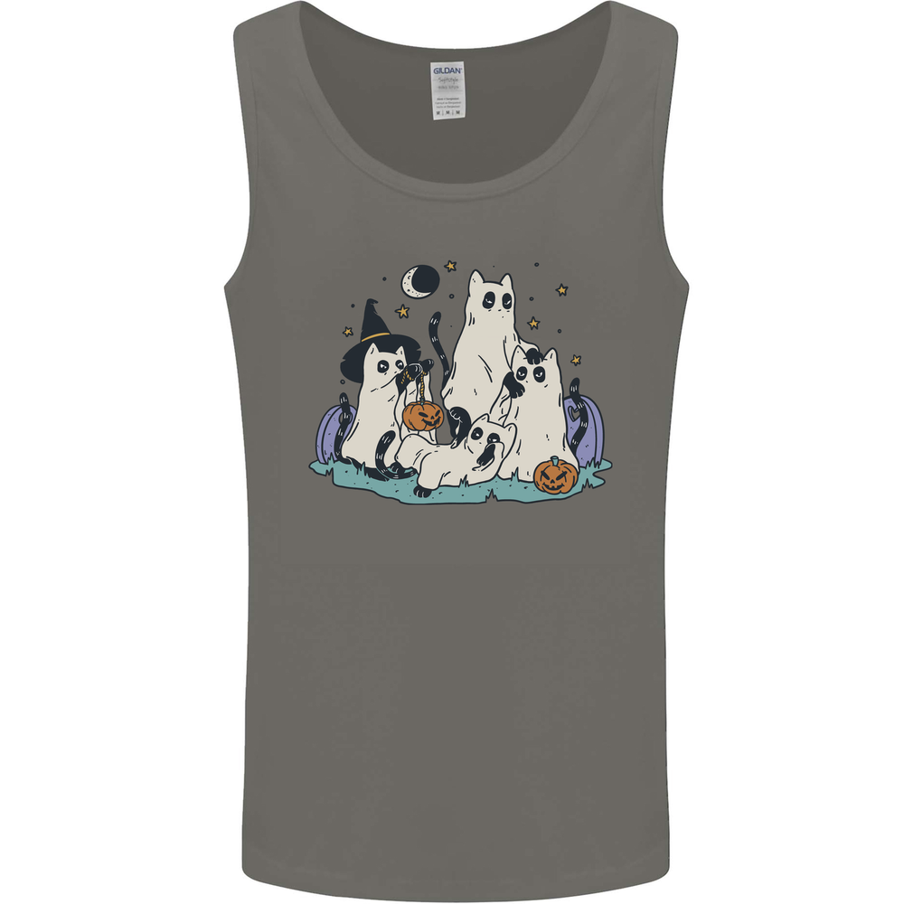 Ghost Cats Cute Halloween Mens Vest Tank Top