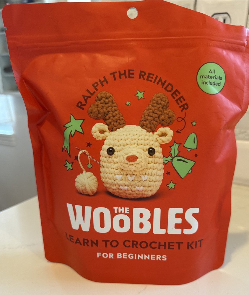 Wobbles Crochet Kit Ralph the Reindeer for Beginners- unsealed new
