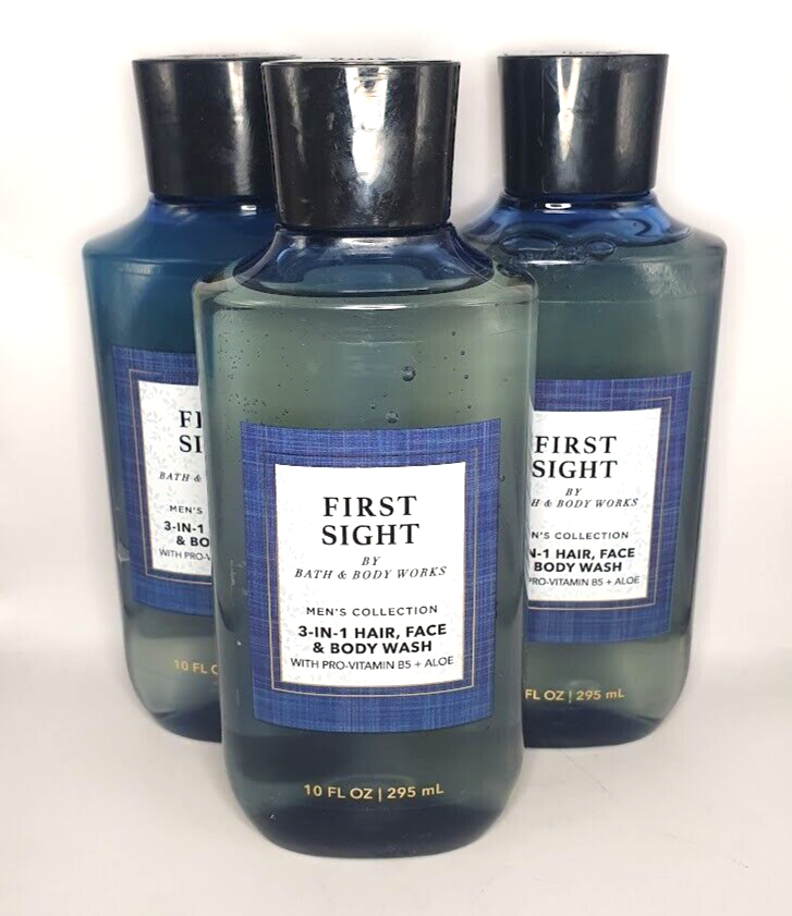 BATH AND BODY WORKS FIRST SIGHT 3-IN-1 HAIR, FACE & WASH FOR MEN ~3 PC
