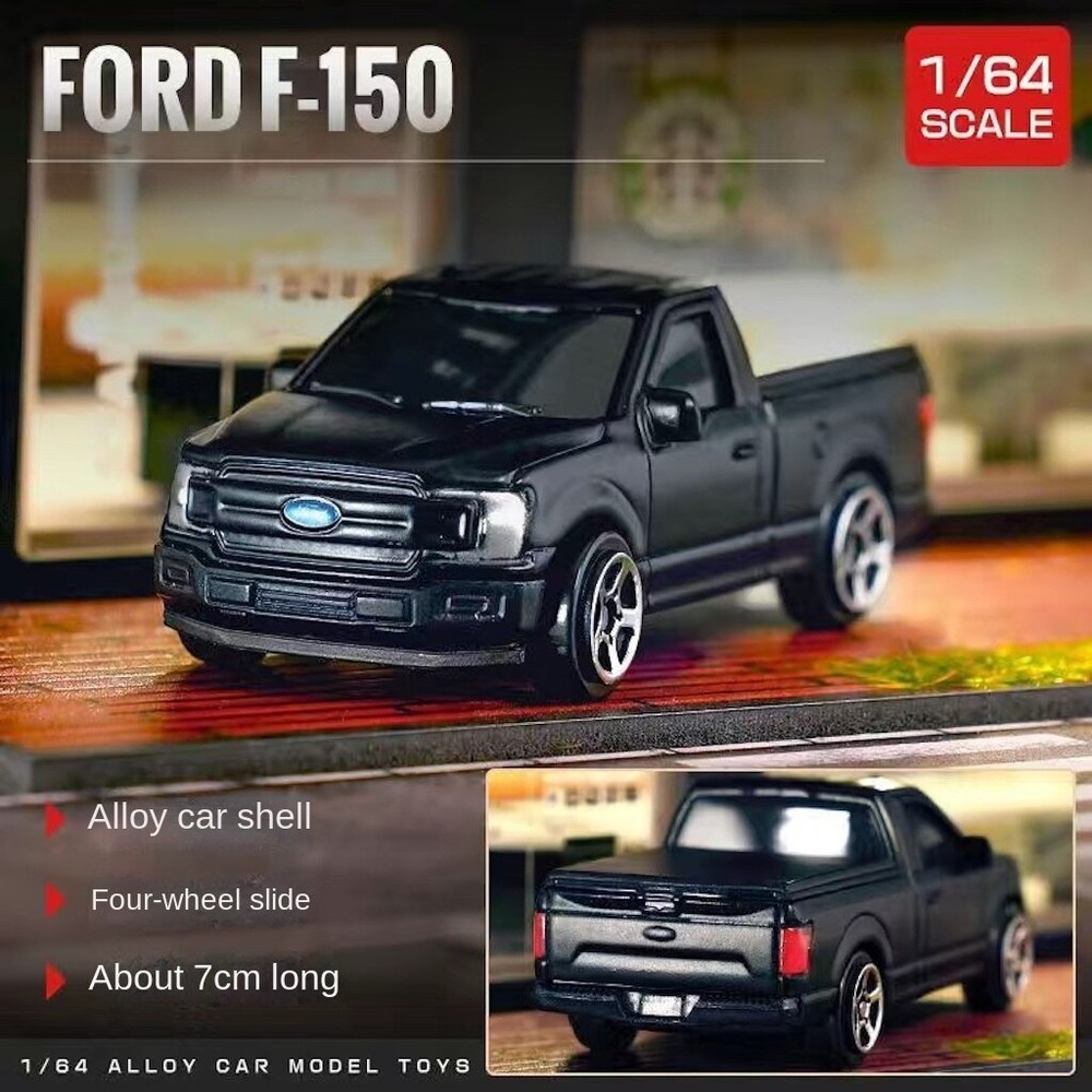 MKD 1:64 Black F150 Pickup Truck Sports Model Toy Diecast Metal Car