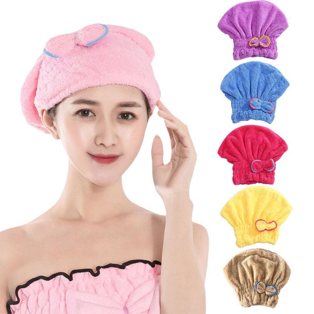 Quick Dry Hair Turban Towel Wrap for Adults & Kids Soft Warm Drying Cap
