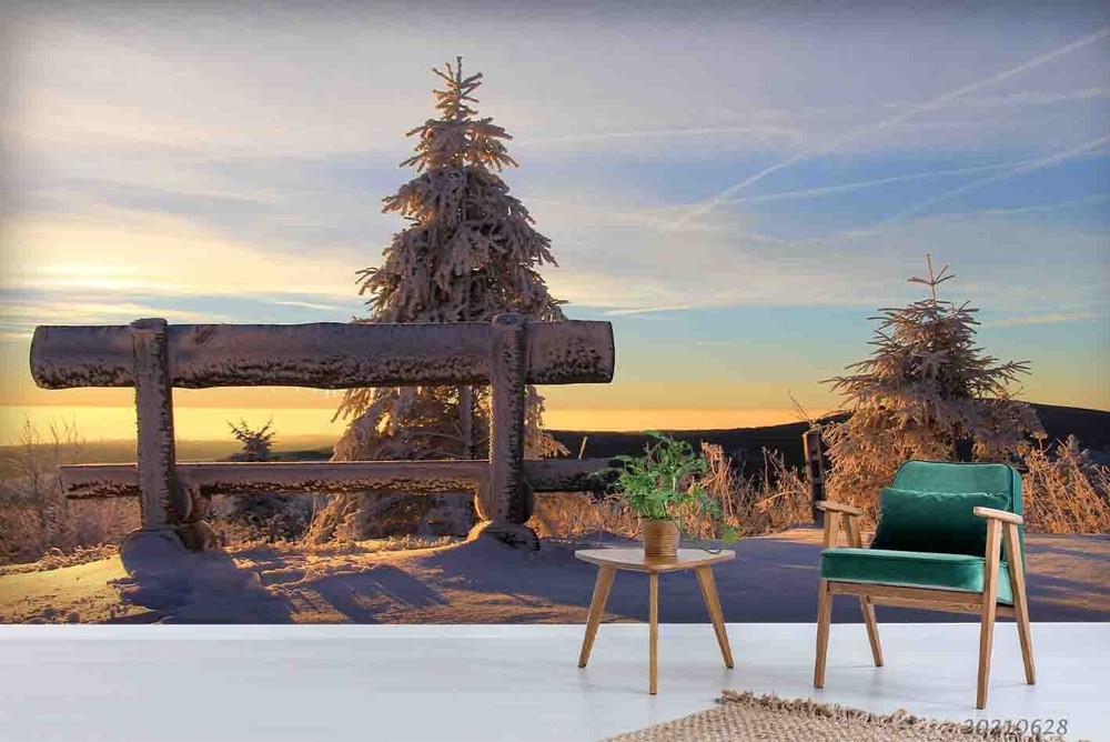 3D Trees Snow Winter Landscape Wall Murals Wallpaper Murals Wall Sticker