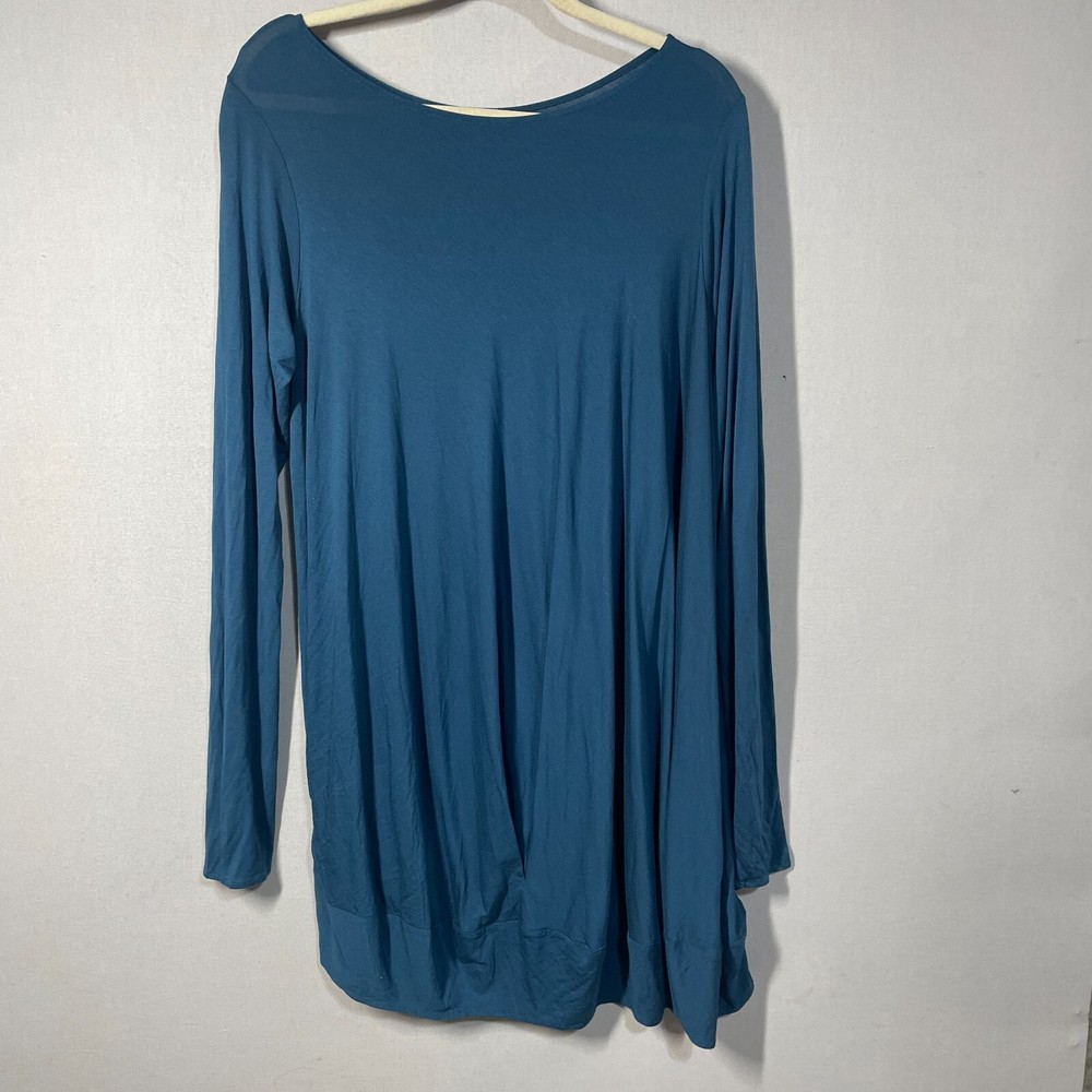Zero + Maria Cornejo Dress Women S Blue Tunic Shift Casual Modal Long Sleeve