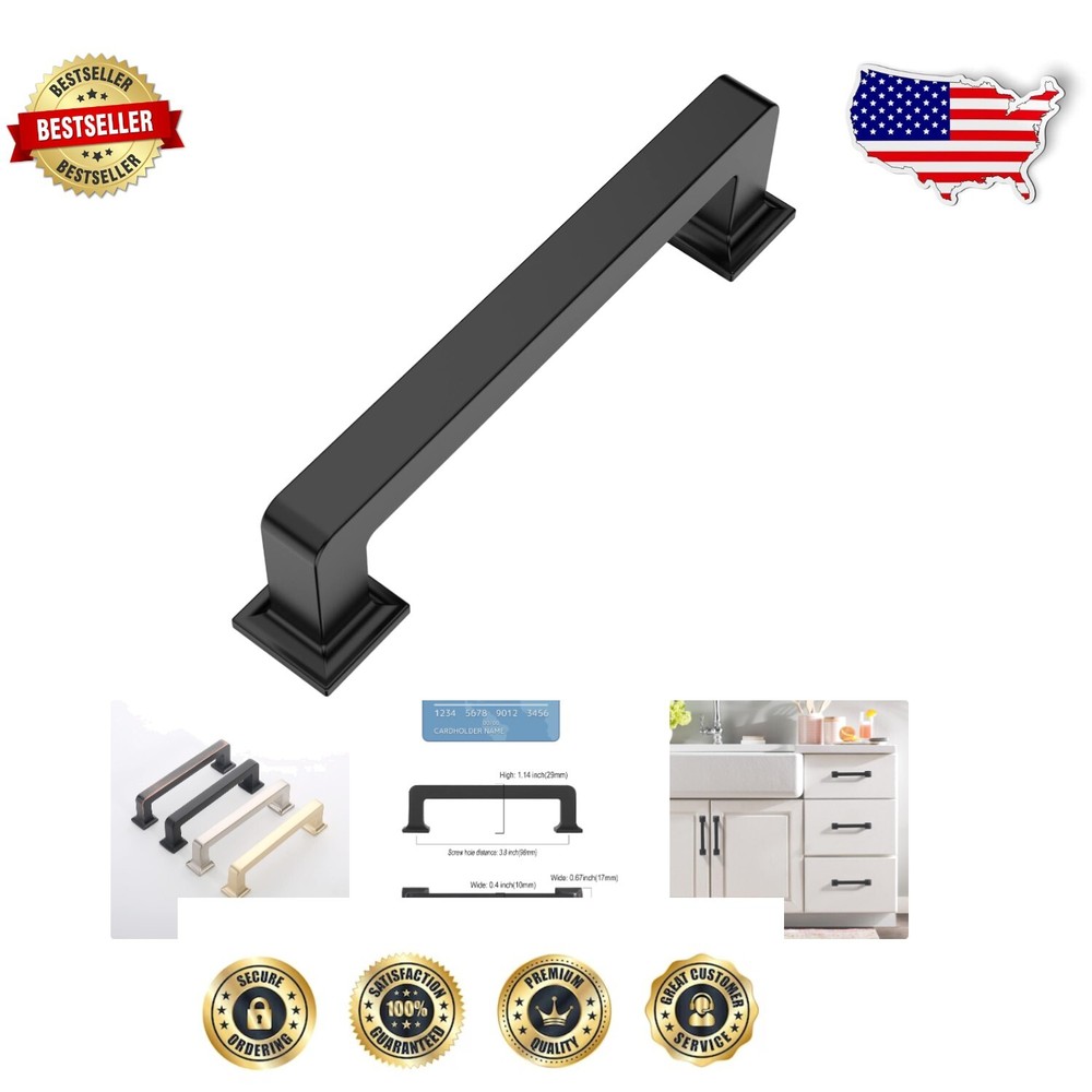 Versatile 10-Pack Cabinet Handles - Matte Black Zinc Pulls for Home Elegance