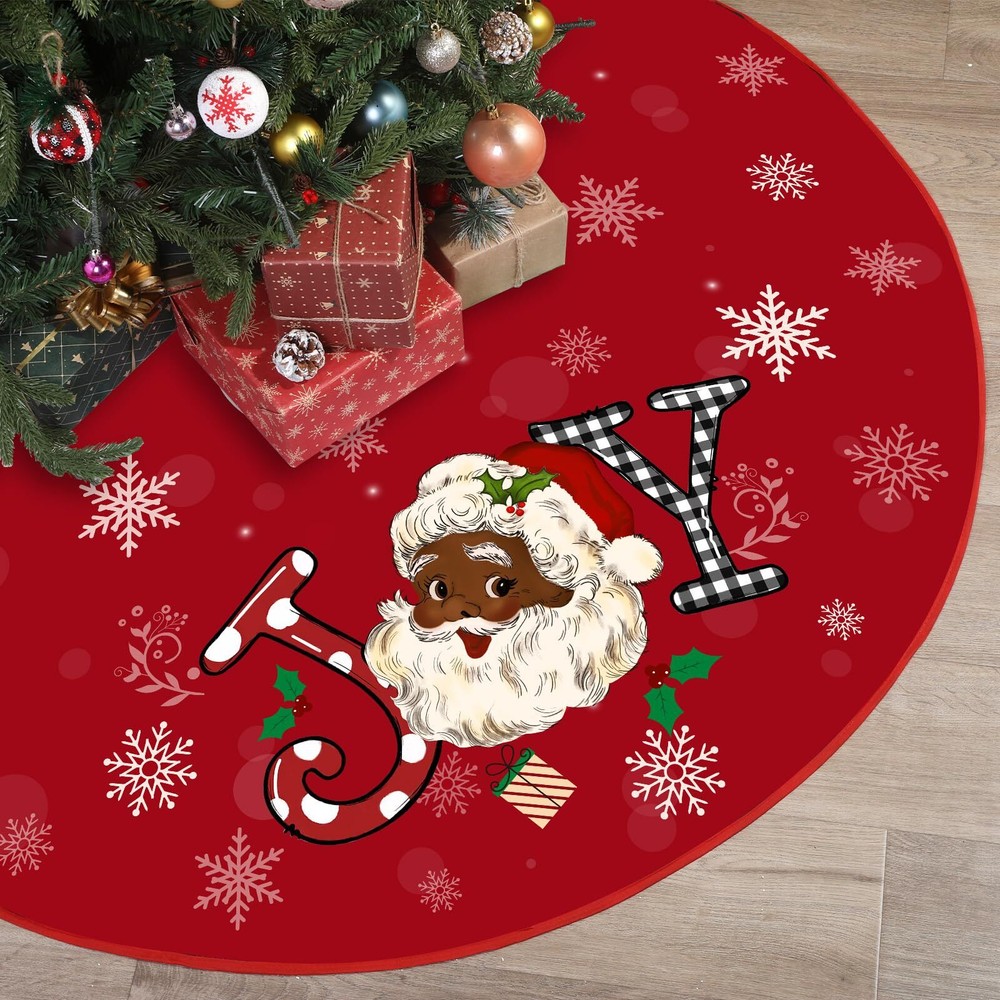 Tiamon Christmas Tree Skirt 48 Inch Black Santa Tree Skirt African American X...