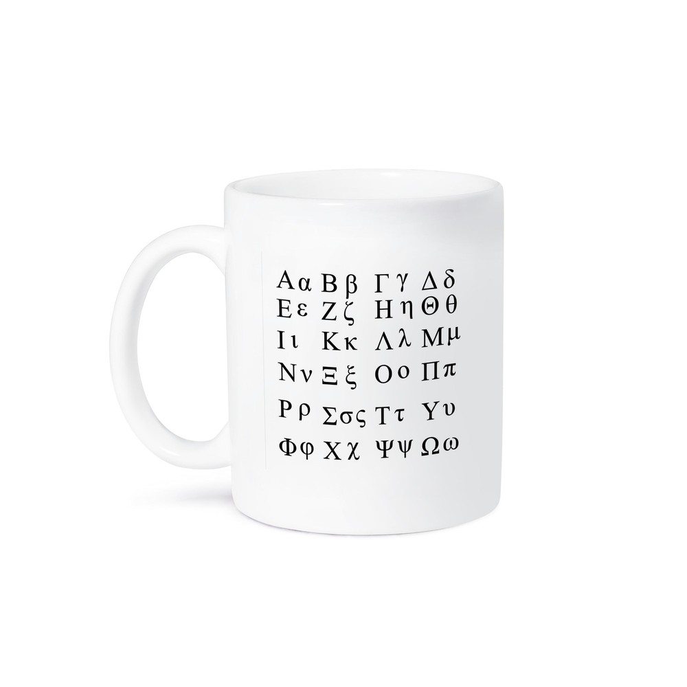 3DRose Greek Alphabet Ceramic Coffee Mug  