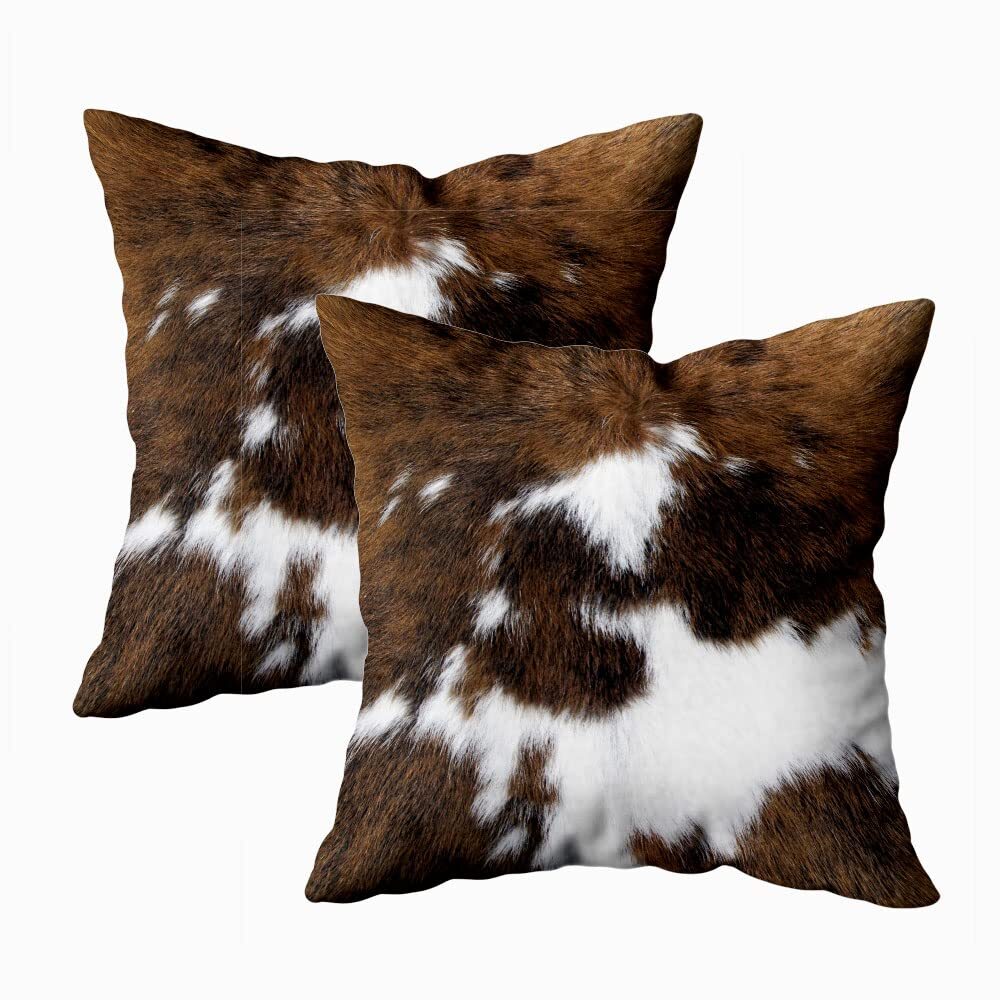 2 Packs 18x18 Inch Zippered Christmas Cowhide Accent Pillowcases for Holiday Decor