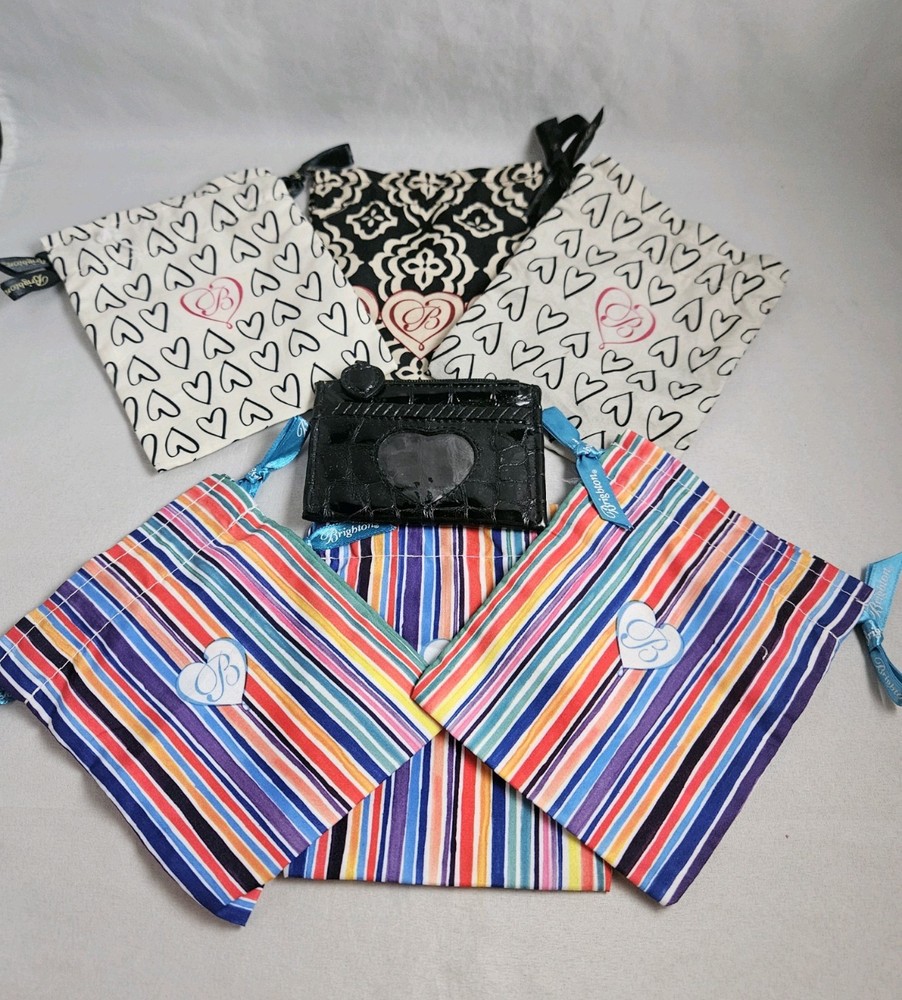 6 Brighton Jewelry Dust Bags with Drawstring Pouches & Black Croc Coin Purse