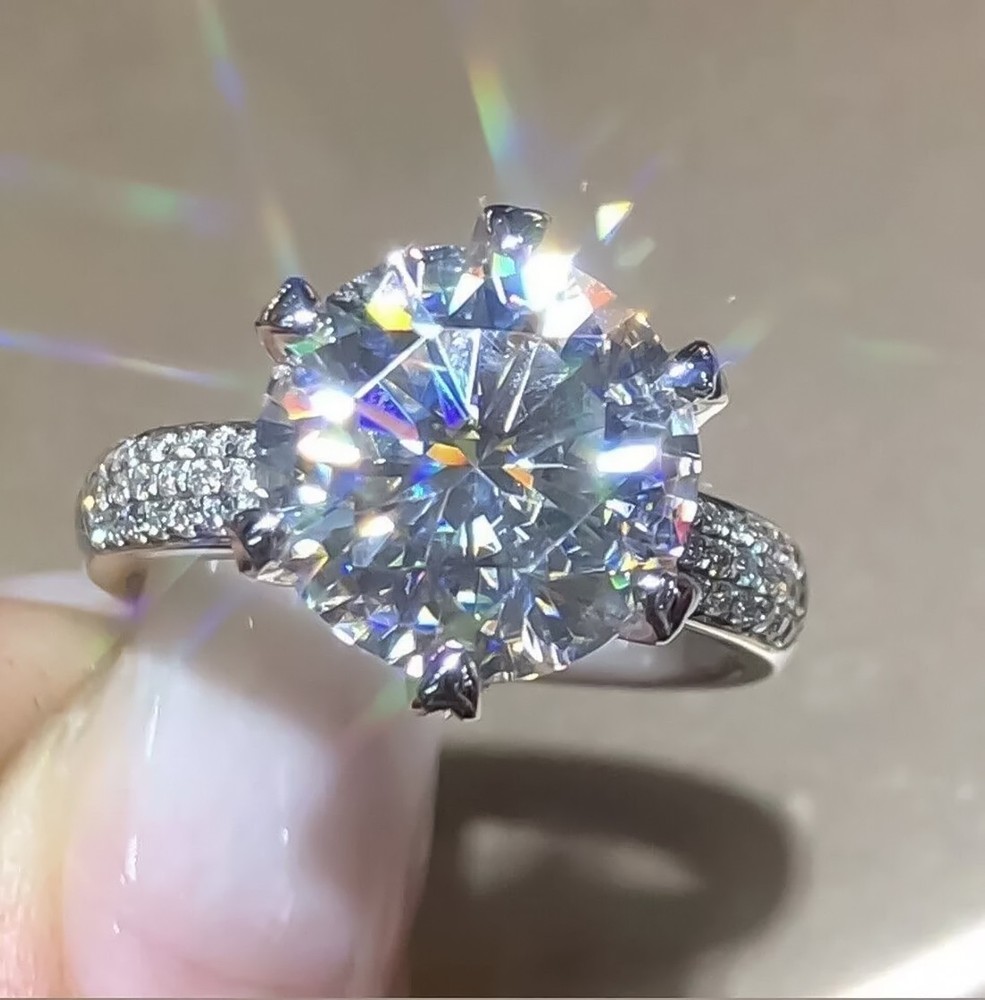 Certified 4.80 Ct Round Cut White Diamond Solitaire Statement Ring 925 Silver