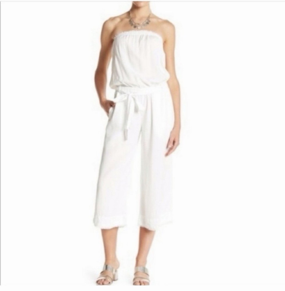 Cloth & Stone White Strapless Crop Jumpsuit Size Medium
