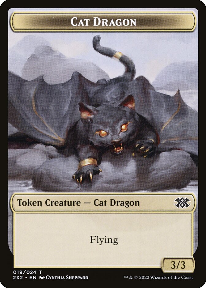 Cat Dragon (019) // Monk (006) Token Double Masters 2022 MTG Magic