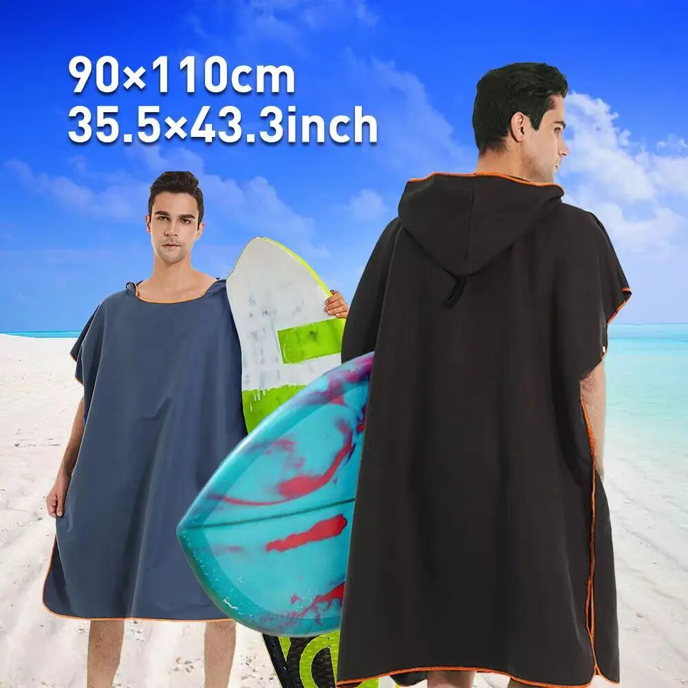 Quick-Dry Surf Poncho Towel Hoodie - Microfiber Beach Robe for Swimming & Surfing