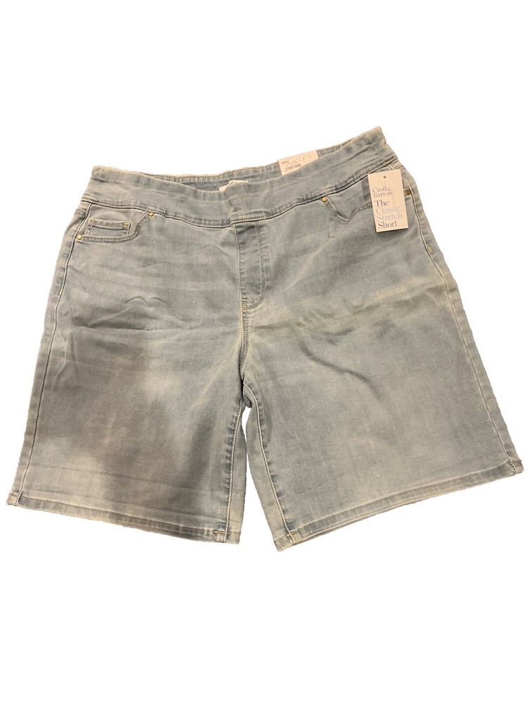 NWT Womens Sz 16 Denim Shorts Croft & Barrow Classic Stretch Light Wash Blue