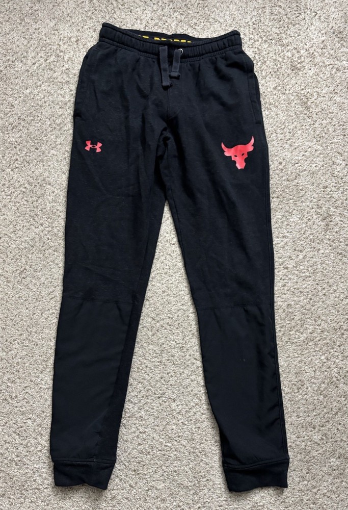 Under Armour Pants Mens Size Small (30x30) Black Project Rock Terry Joggers Gym