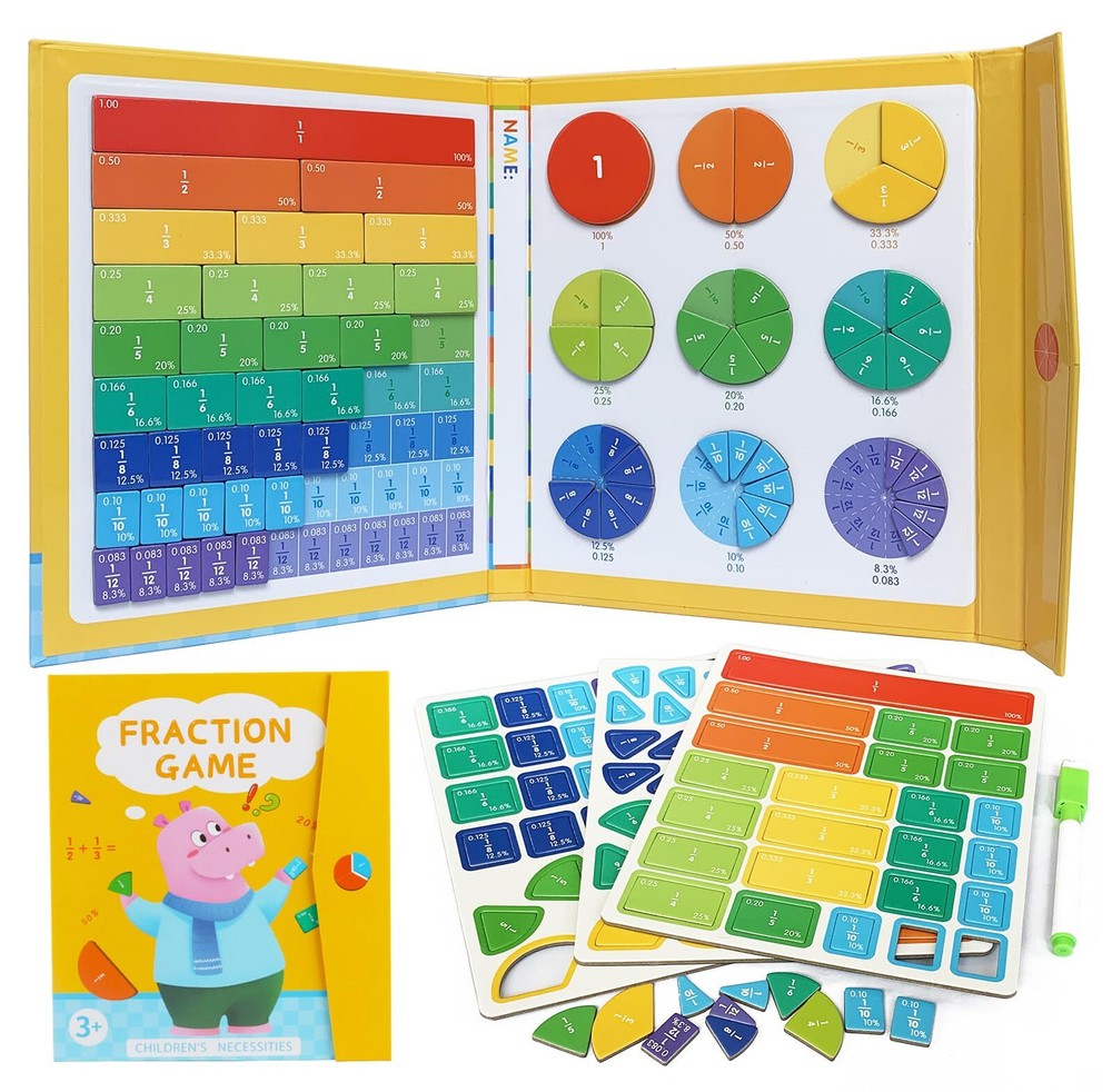 Magnetic Fraction Puzzle Book Fraction Tiles Circles with Percentages for Kid...