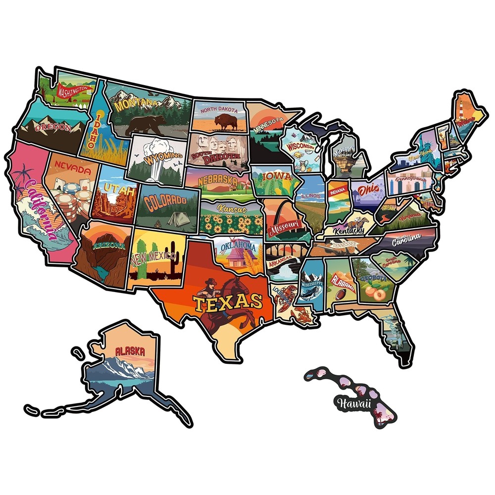 RV State Travel USA Vinyl Map Decal for Camper Camping Adventure Enthusiasts