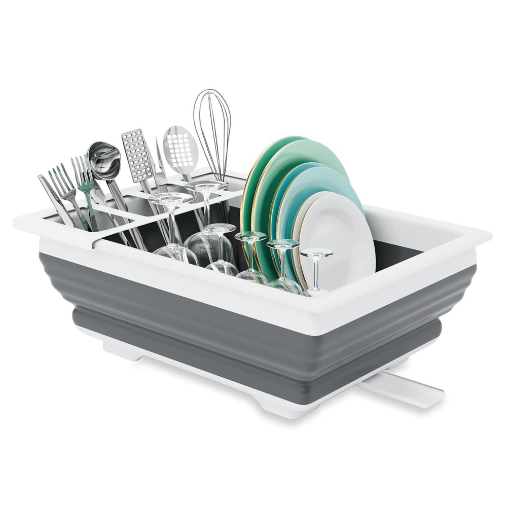 Collapsible Dish Drainer Portable Dinnerware Drainer Organizer for Kitchen RV...
