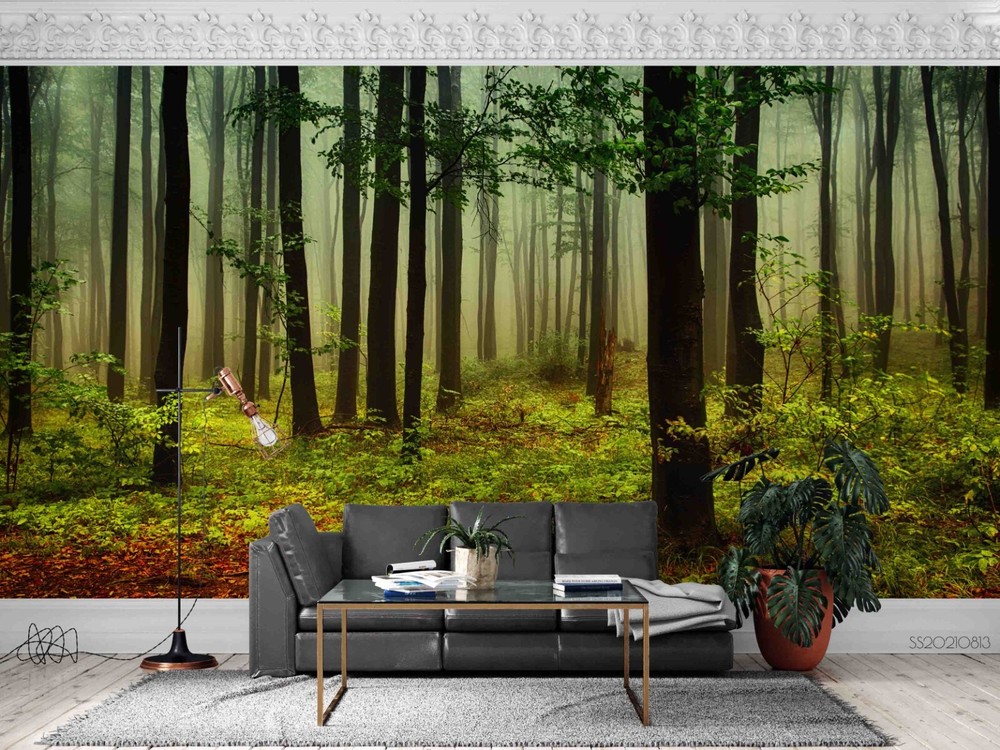 3D Green Forest Nature Scenery Wall Murals Wallpaper Murals Wall Sticker