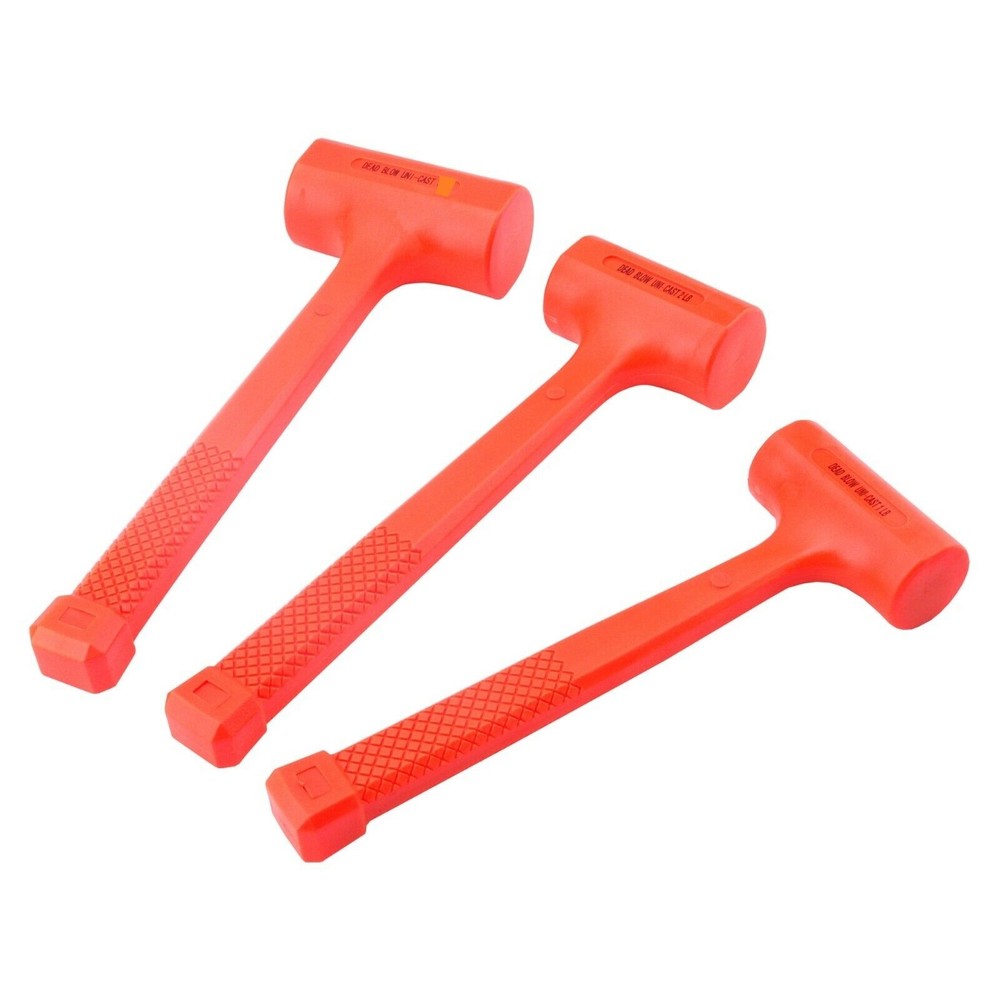 Steel Core Dead Blow Hammer Set 3-Piece 1Lb 2Lb 4Lb Neon Orange Flash Sale-image