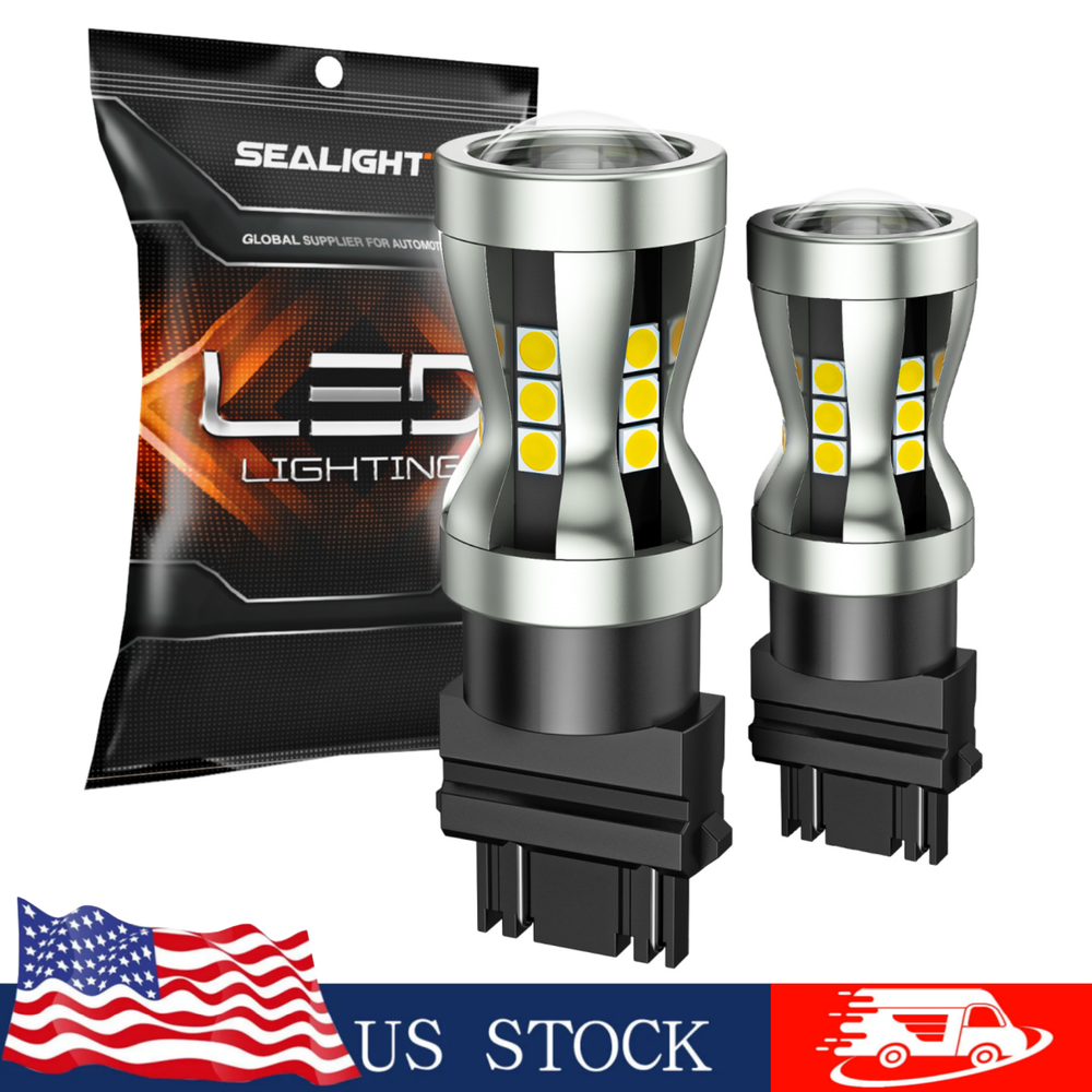 Pair SEALIGHT 3157 6000K LED Bulbs Tail Lights Reverse Light Turn Signal Lights