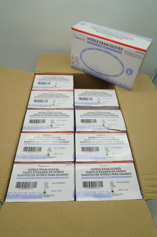 Cardinal Health Flexal Powder-Free Nitrile Exam Gloves Large Size 88TN04L