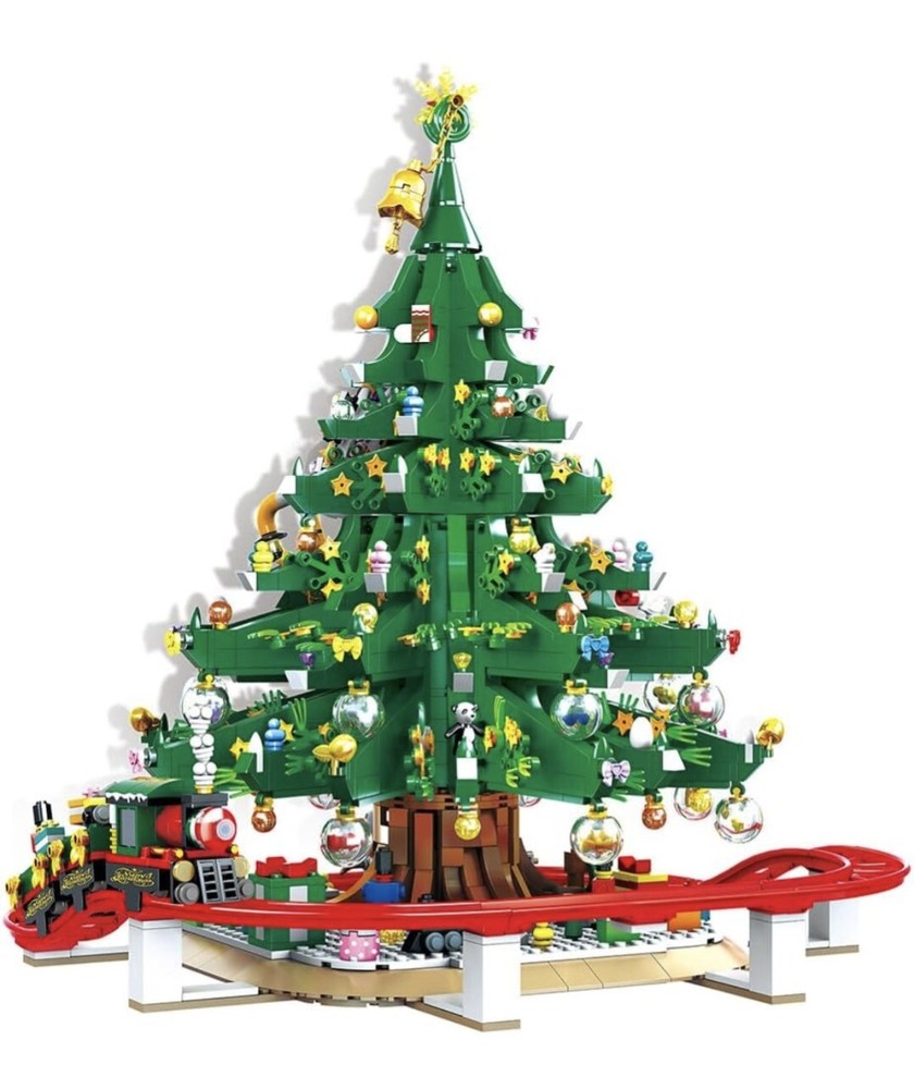 Christmas Tree & Model Train Building Blocks Set, 2126 Pcs, Toy Christmas Gift