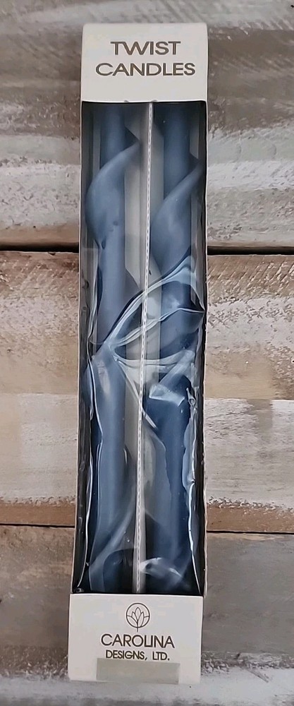 Blue Twirl Candelabra Candles Set of 2 - 12 Inch Vintage Style by Carolina Design