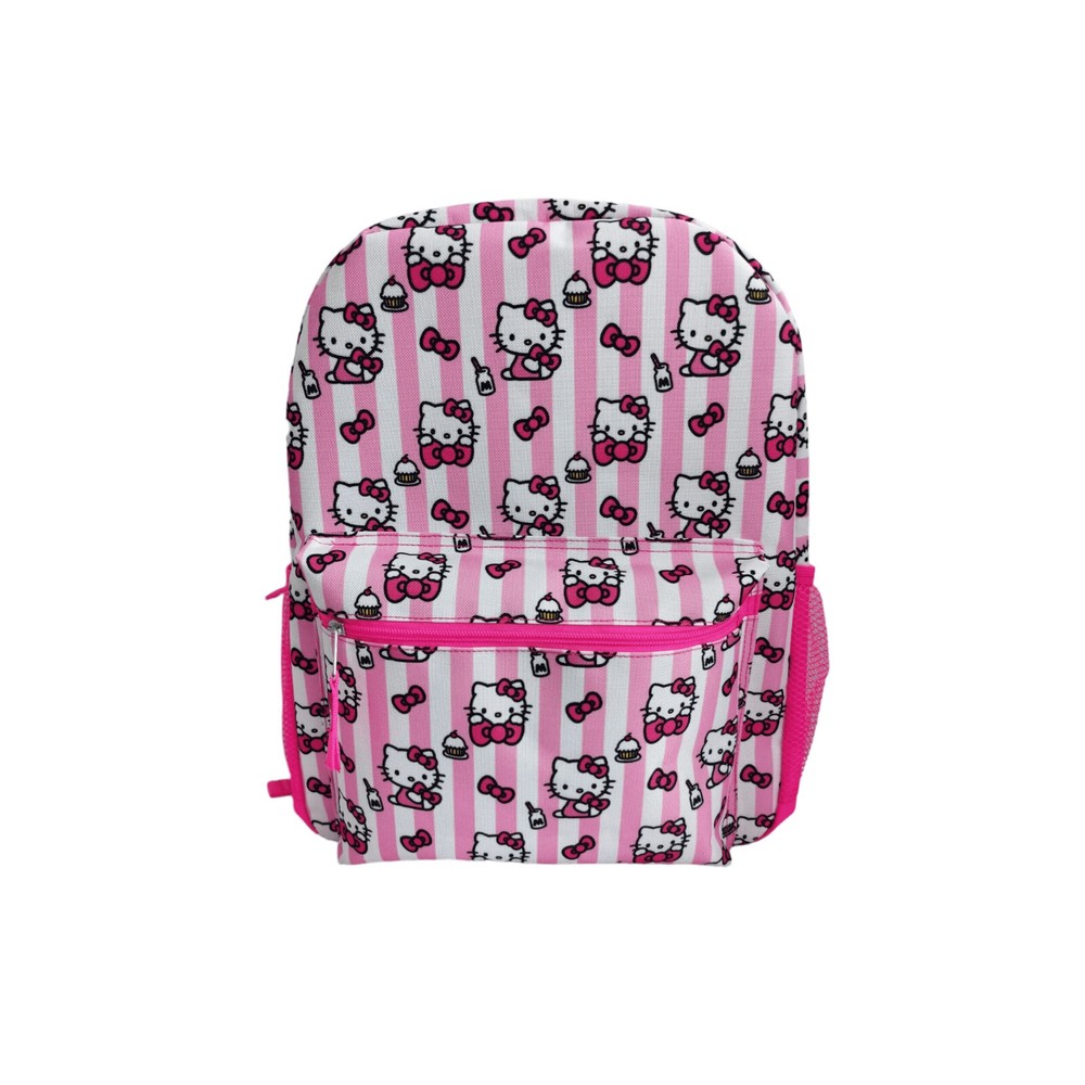 Hello Kitty Pink Bow Print 16 Inch Large Backpack