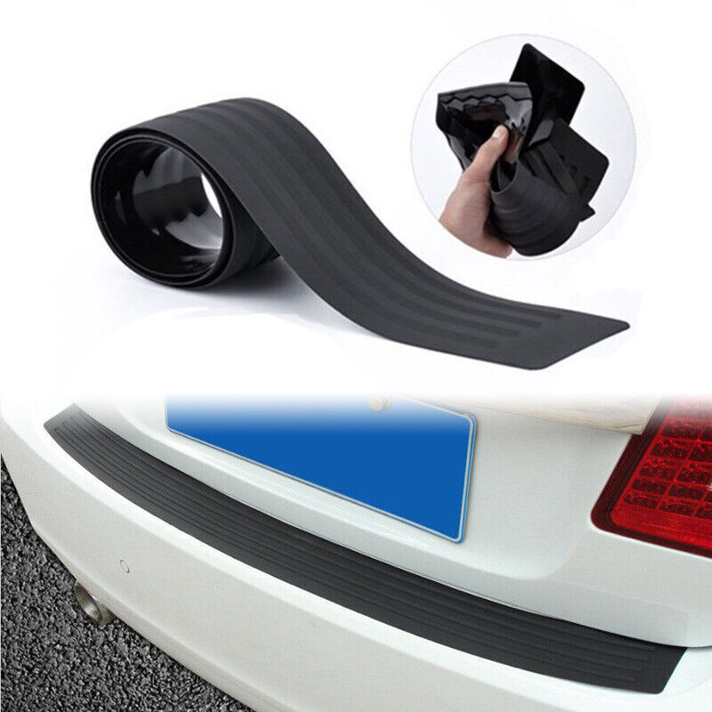 Car Rear Bumper Guard Protector Trim Cover Sill Plate Trunk Rubber Pad Kit Black