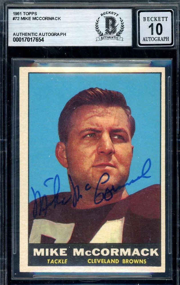 Mike McCormack 1961 Topps Gem Mint 10 BAS Signed Autograph Beckett Graded