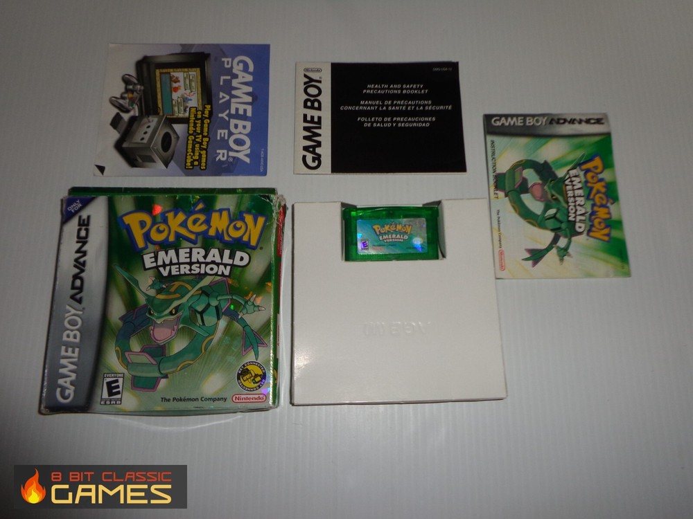 DRY BATTERY!  Pokemon Emerald - WORN COMPLETE BOX - NINTENDO Gameboy - 1019a